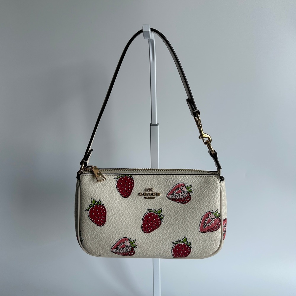 Coach Nolita 19 Strawberry Chalk Coated Canvas Shoulder Bag CA125